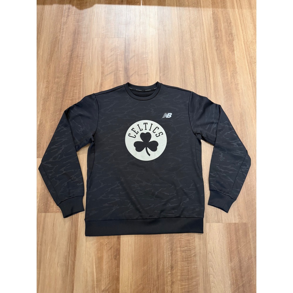 New Balance Celtics Sweatshirt Mens Medium Black Camo NB Dry Pullover